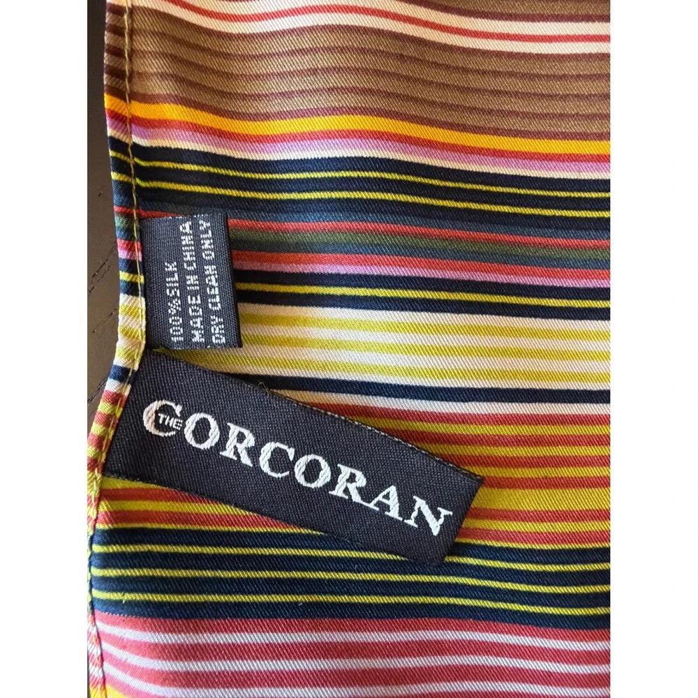 The‎ Corcoran Scarf Multi-Color 100% Silk Striped Rectangular Neck Accessory